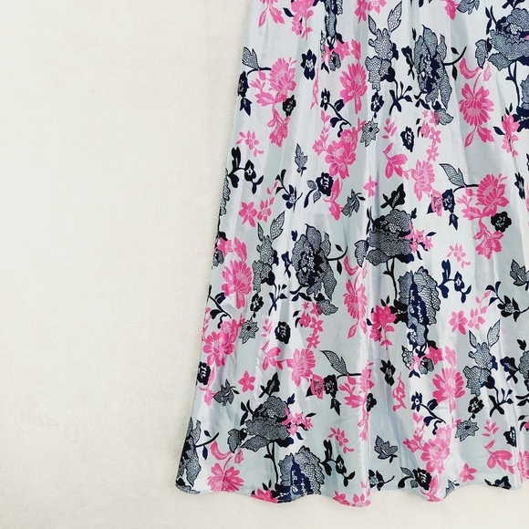 NEW Jones New York Blue Pink Floral Sleeveless Summer Flowy Midi Dress P3891 - Picture 3 of 7